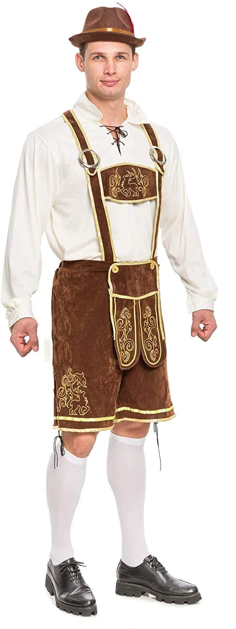 Men'S German Bavarian Oktoberfest Costume Set, Beer Costume Hat for Adults Halloween Fancy Dress Costumes and Beer Festival