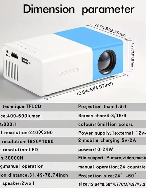 Load image into Gallery viewer, Mini Proyector HD YG300, Proyector Portátil Para Cine En Casa, Películas Al Aire Libre, Teléfono Móvil, LED, USB, Proyector De M
