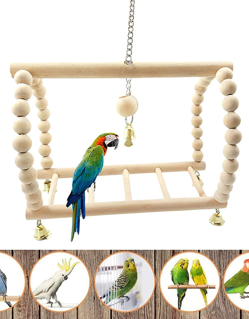 Load image into Gallery viewer, 8 Pack Bird Toys for Parakeet Toys for Bird Cage Accessories Parakeets Swing Chewing Toys,  Wooden Bird Toys for Cage Parrots Toys, Bird Training Toys, Parrot Hanging Swing
