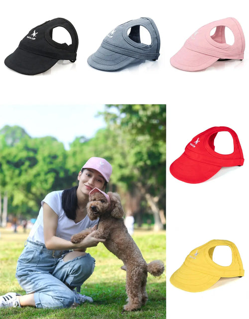 Load image into Gallery viewer, Adjustable Pet Dog Travel Cute Baseball Hat Sun Cap Visor Hat with Ear Holes Outdoor Sport Pet Supplies
