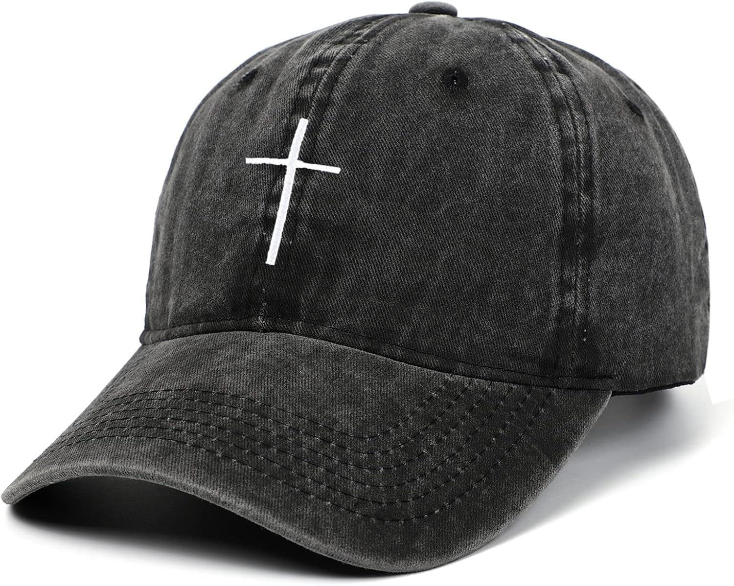 Cross Embroidery Baseball Cap,Adjustable Structured Dad Hat for Men Women Sun Hat