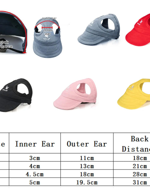 Load image into Gallery viewer, Adjustable Pet Dog Travel Cute Baseball Hat Sun Cap Visor Hat with Ear Holes Outdoor Sport Pet Supplies
