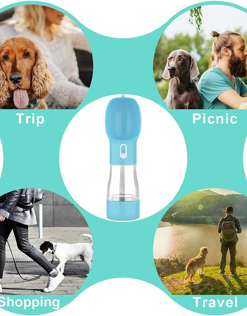 Load image into Gallery viewer, Portable Dog Water Bottle for Walking, Leak Proof Puppy Water Bottle with Food Container, Lightweight Pet Water Bottle for Hiking, Easy to Carry, BPA Free (Blue)
