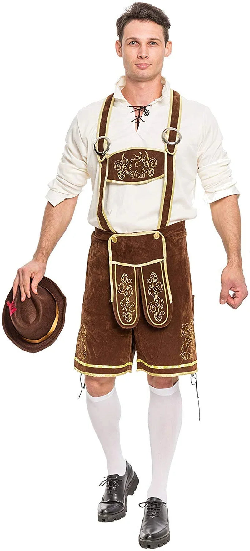 Men'S German Bavarian Oktoberfest Costume Set, Beer Costume Hat for Adults Halloween Fancy Dress Costumes and Beer Festival