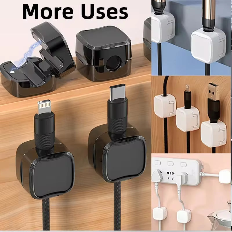 1 6Pcs Magnetic Cable Clips Cable Organiser Adjustable Cord Holder under Desk Organizing Wire Keeper Cable Management Holder