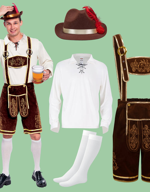 Load image into Gallery viewer, Men&#39;S German Bavarian Oktoberfest Costume Set, Beer Costume Hat for Adults Halloween Fancy Dress Costumes and Beer Festival
