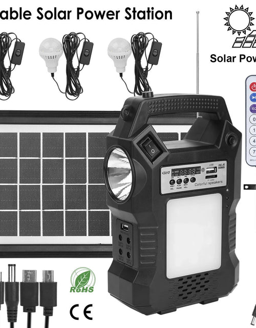 Load image into Gallery viewer, Solar Generator Portable Power Station with Solar Panel, 8000Mah Battery 3 LED Bulbs Flashlights Fm Radio for Home Outdoors Camping Travel Emergency
