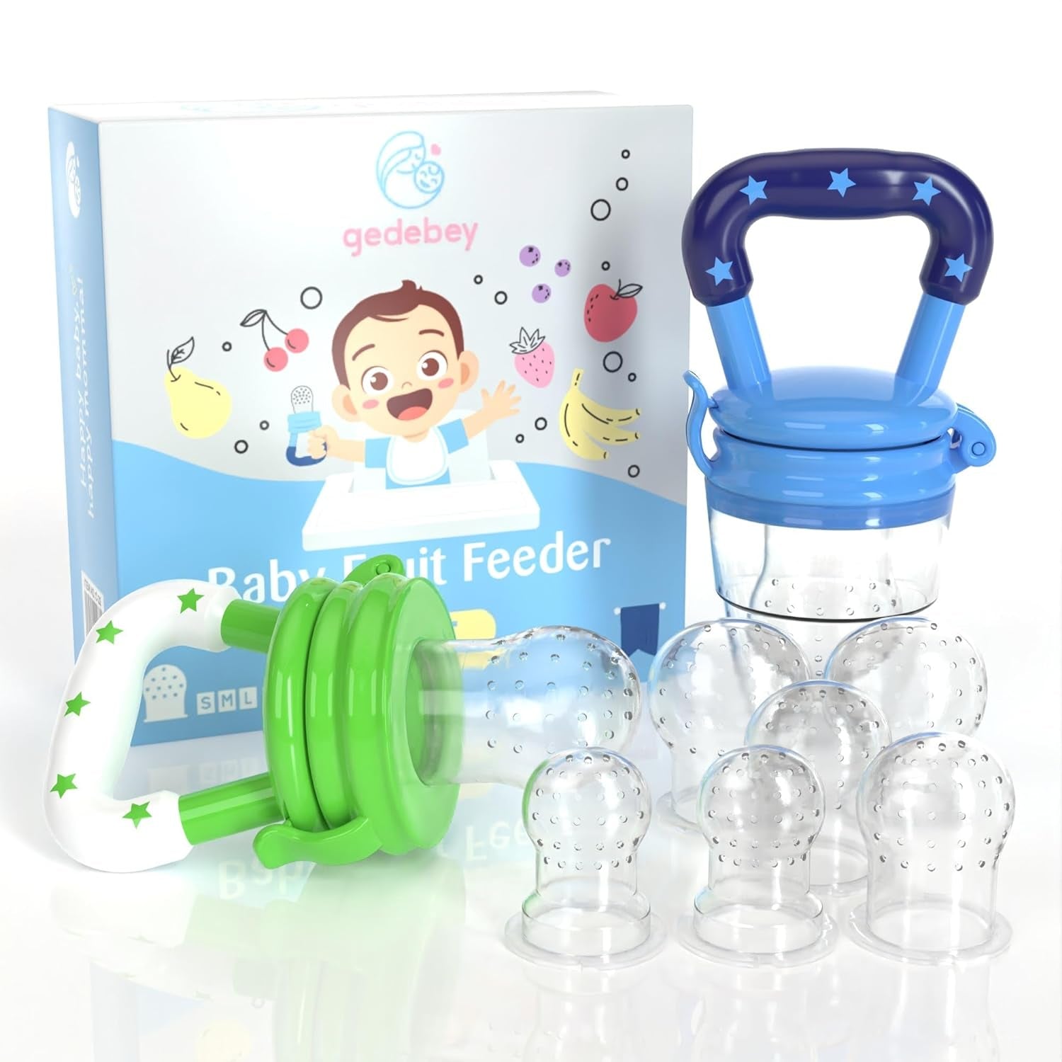 Baby Fruit Feeder Pacifier - 2 Pack Silicone Baby Feeder Pacifiers | Frozen Fruit Teether | Baby Food Feeder Pacifier | Food Pacifier for Babies | Fruit Feeder Pacifier for Babies (Blue&Green)