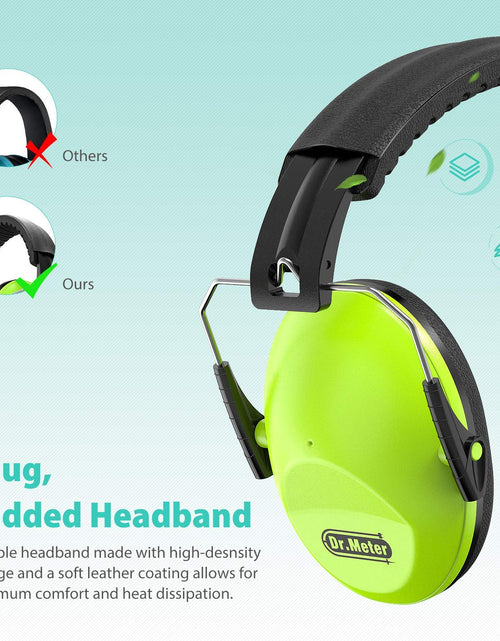 Load image into Gallery viewer, EM100 Kids Protective Earmuffs with Noise Blocking Children Ear Muffs for Sleeping, Studying, Shooting, Babies 27NRR Adjustable Head Band, Green
