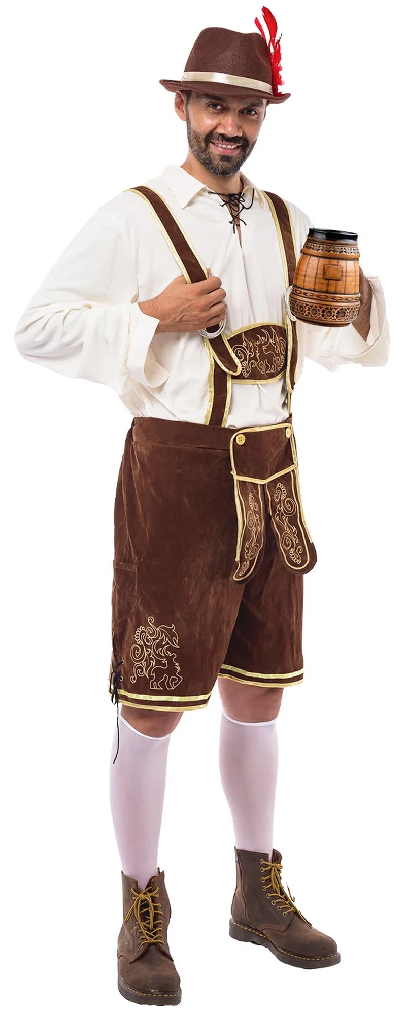 Men'S German Bavarian Oktoberfest Costume Set, Beer Costume Hat for Adults Halloween Fancy Dress Costumes and Beer Festival