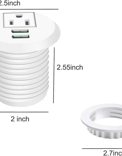 Load image into Gallery viewer, Desktop Power Grommet,Desk Grommet Outlet 2 Inch Hole,Power Grommet with USB, Easy Access to 1 Power Source along with 2 USB Power Port Connections(White)
