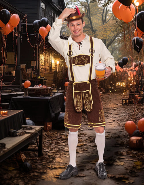 Load image into Gallery viewer, Men&#39;S German Bavarian Oktoberfest Costume Set, Beer Costume Hat for Adults Halloween Fancy Dress Costumes and Beer Festival
