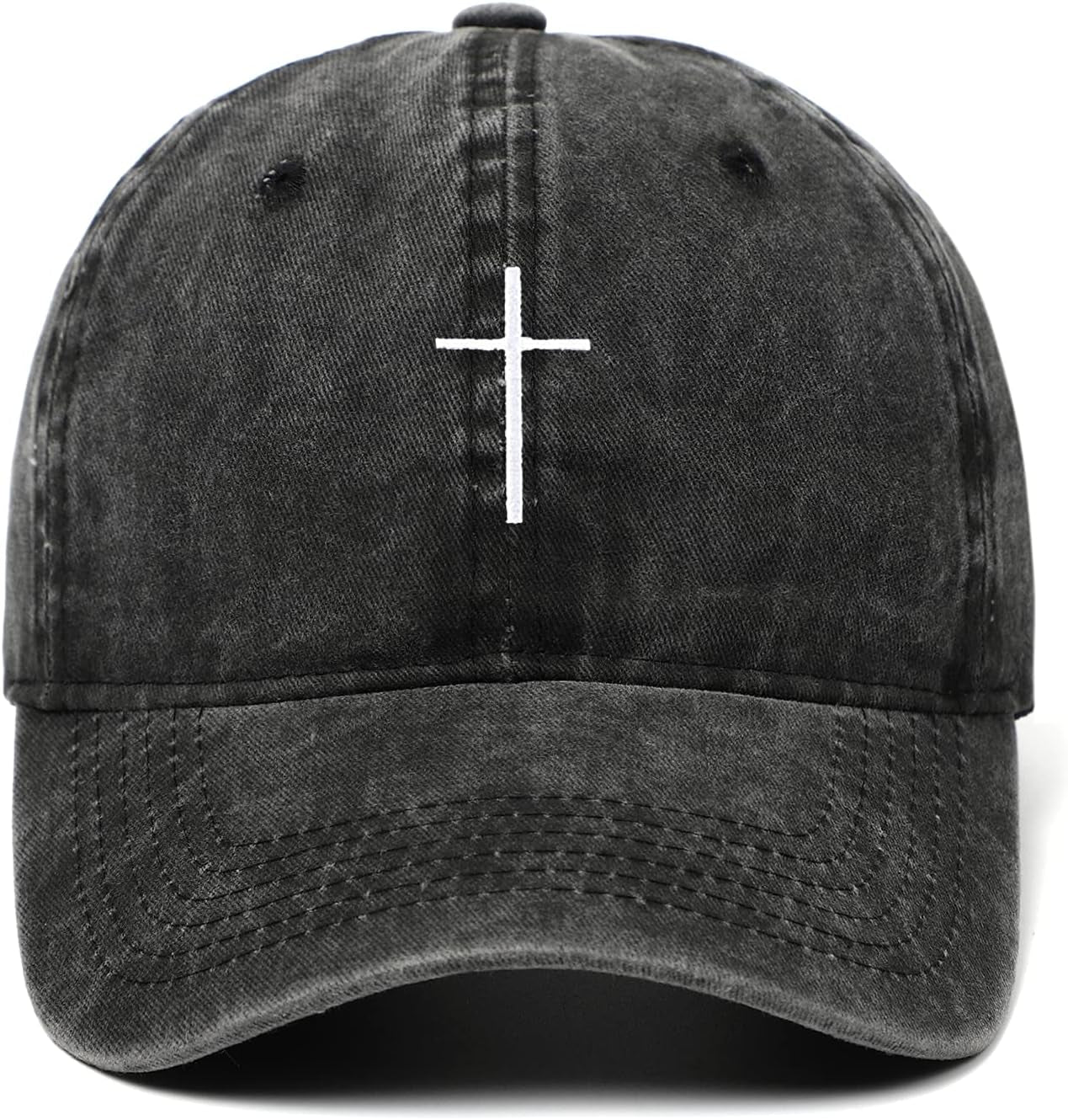 Cross Embroidery Baseball Cap,Adjustable Structured Dad Hat for Men Women Sun Hat