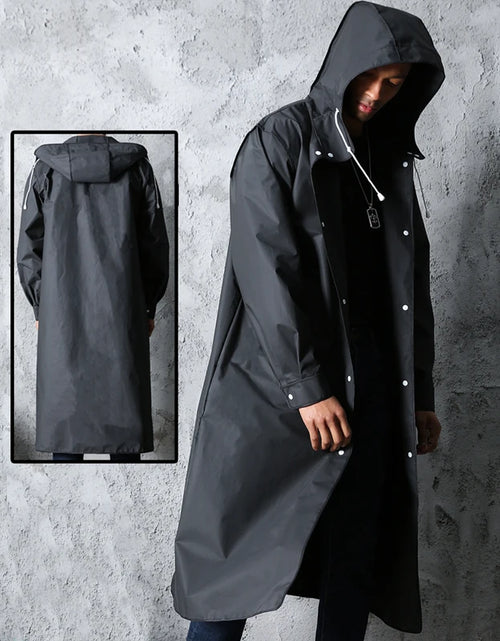 Load image into Gallery viewer, Black Fashion Adult Waterproof Long Raincoat Women Men Rain Coat Hooded for Outdoor Hiking Travel Fishing Climbing Thickened
