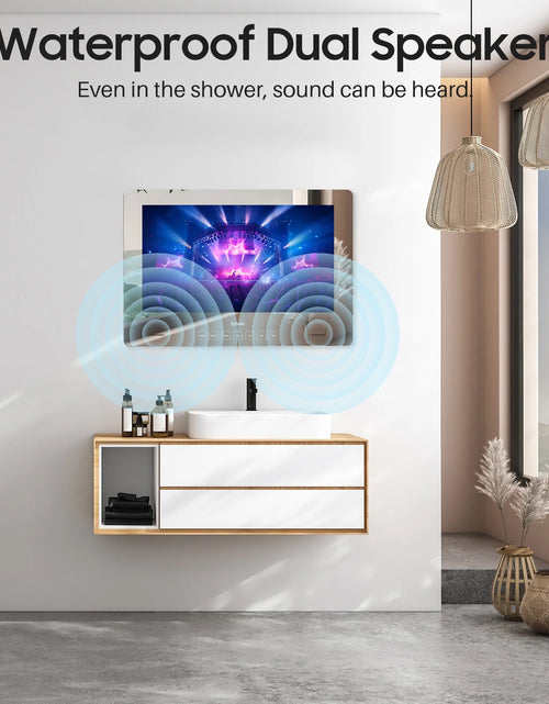 Load image into Gallery viewer, 19 Inch Bathroom TV, 1080P Smart Mirror TV Google System NTSC &amp; ATSC Tuner Support Wifi Bluetooth 500 Nits High Brightness, IP66 Waterproof TV for Bathroom Bathtub Hotel Shower Spa (Wall Mount)
