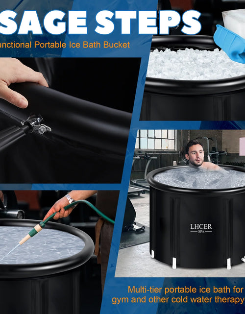 Load image into Gallery viewer, Portable Ice Bath Tub 116 Gal XL Plunge Bathtub with Cover Outdoor Ice Pod Tub for Cold Water Therapy Recovery, 75&quot;X 90&quot; Inflatable Ice Bath Barrel Plunge Pool
