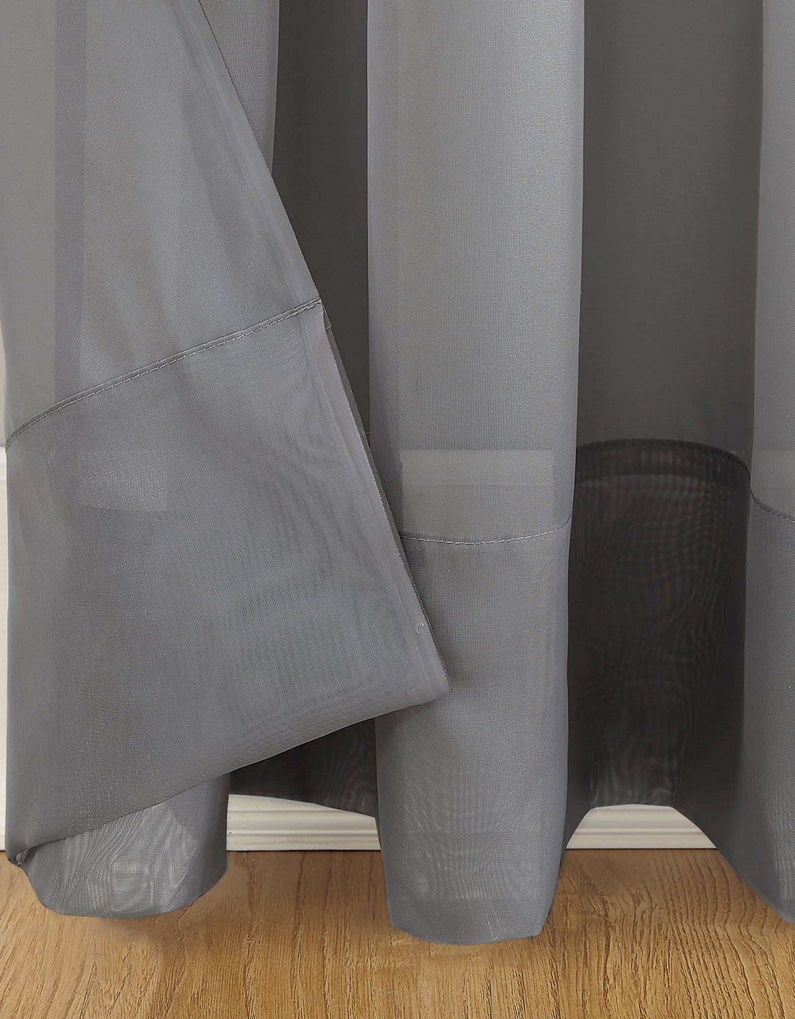 Marjorie Sheer Voile Curtain, Single Panel, 59"W X 63"L, Gray