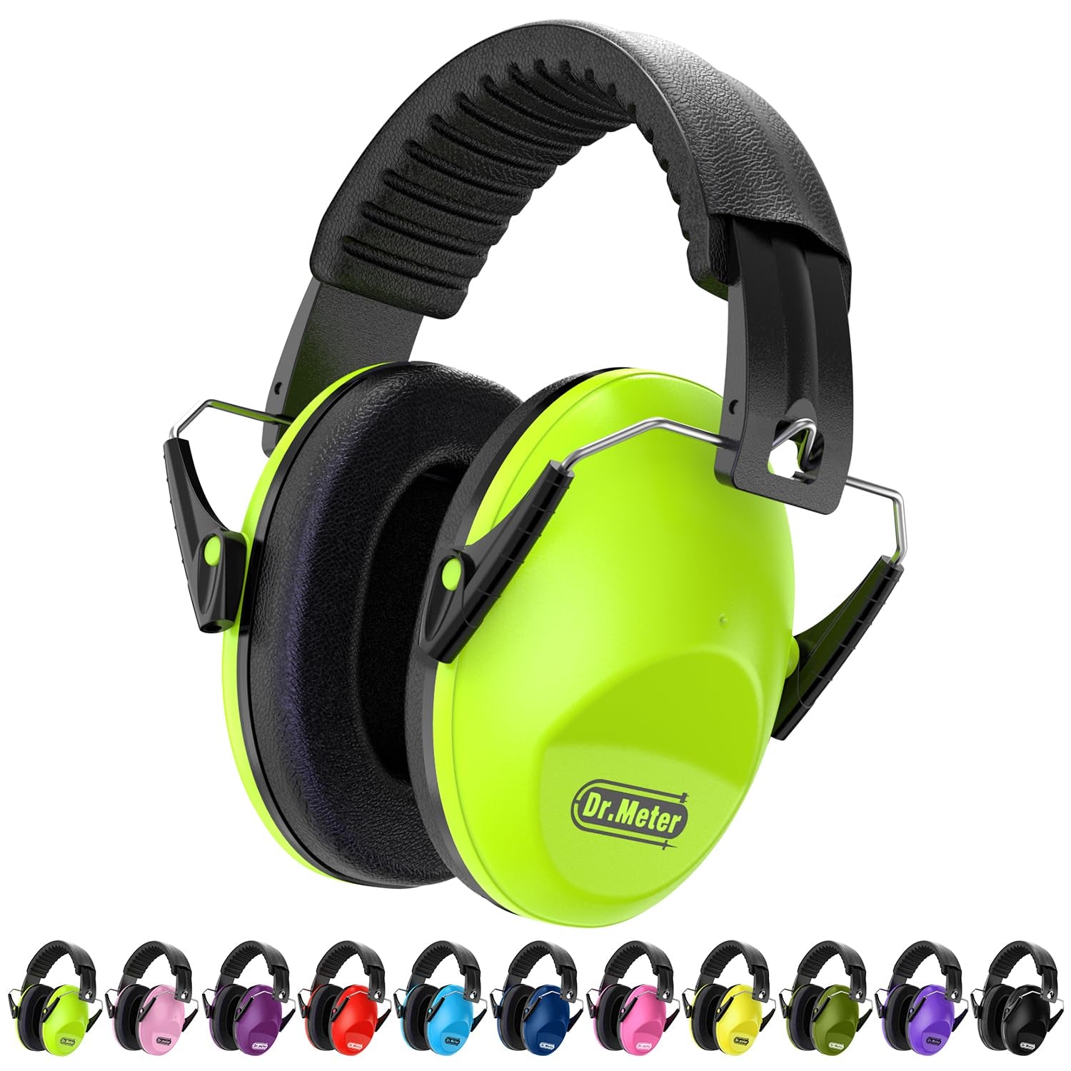 EM100 Kids Protective Earmuffs with Noise Blocking Children Ear Muffs for Sleeping, Studying, Shooting, Babies 27NRR Adjustable Head Band, Green