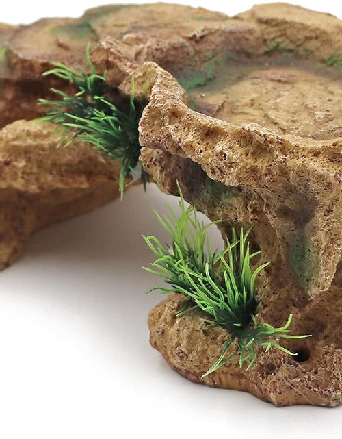 Load image into Gallery viewer, Turtle Basking Platform Reptile Terrarium Hideout Tortoise Resin Rock Hide Cave Habitat Ornament for Bearded Dragon Frogs Lizards Spiders Fish Amphibians Aquarium
