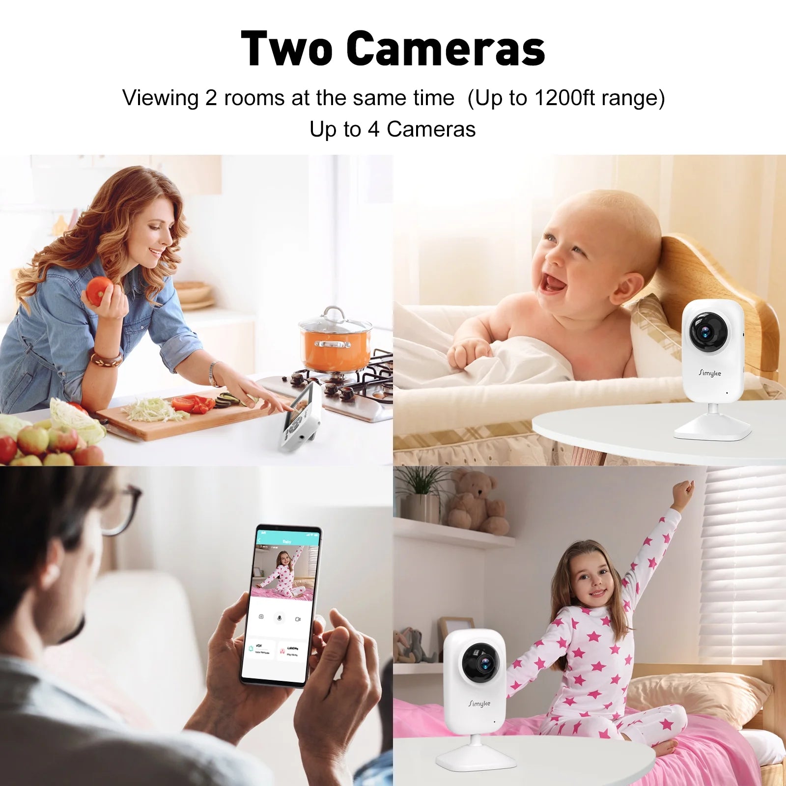 Upgrade Video Baby Monitor with 2 Cameras and Audio 2.8" LCD Screen, Night Vision, APP, 2 Way Talk, 1200Ft Long Range, Feeding Clock, Temperature Detection, Portable Wireless Baby Cam Home Use