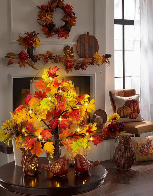 Load image into Gallery viewer, 25&quot; Artificial Autumn Light Maple Tree 24 LED Table Lights Battery Wedding Party Fall Decorations for Home Thanksgiving
