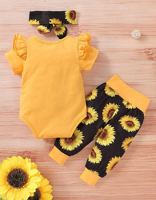 Load image into Gallery viewer, Newborn Baby Girl Clothes Infant Baby Ruffle Romper +Pants + Headband 3 PCS Outfits Set
