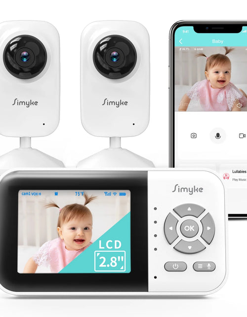 Load image into Gallery viewer, Upgrade Video Baby Monitor with 2 Cameras and Audio 2.8&quot; LCD Screen, Night Vision, APP, 2 Way Talk, 1200Ft Long Range, Feeding Clock, Temperature Detection, Portable Wireless Baby Cam Home Use
