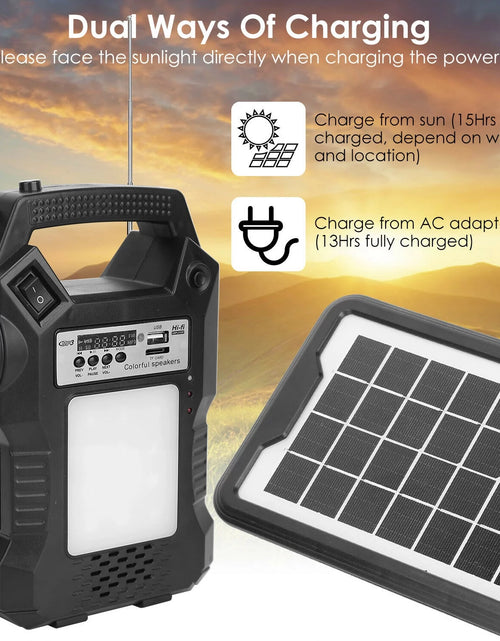 Load image into Gallery viewer, Solar Generator Portable Power Station with Solar Panel, 8000Mah Battery 3 LED Bulbs Flashlights Fm Radio for Home Outdoors Camping Travel Emergency
