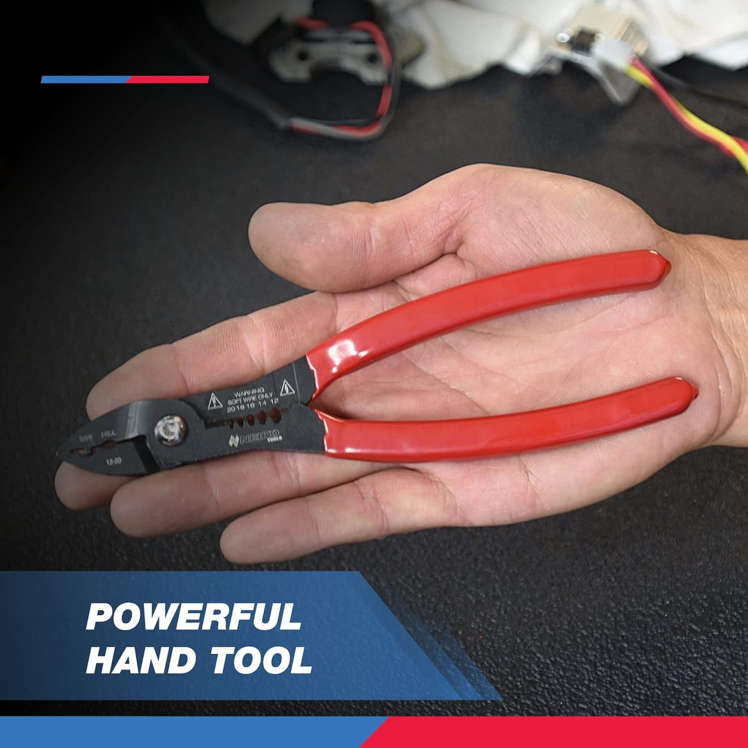 02037A Compact Wire Stripper | 4-In-1 Multi Purpose Electricians Pliers | Wire Crimper, Cutter and Gripper | 12-20 AWG Wire Service Tool | Crimps Insulated & Non-Insulated | Electrical Stripping