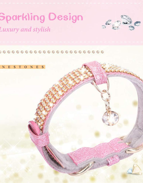 Load image into Gallery viewer, Cat Collar, Dog Collar, [Bling Rhinestones] Premium PU Leather with Pendant Adjustable Collars for Cat and Small to Medium Dog
