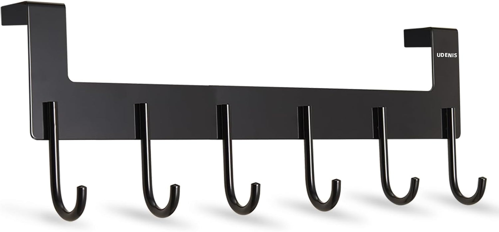 over Door Hanger,Heavy Duty Door Hook,Hanging Towel,Robe,Coat,Clothes,Bag,Belt,Over Door Rack for Bathroom,Bedroom,Closet,Dorm,Extra,Fit for 1 1/2 to 1 3/4 Inch Door,Black 6 Hooks,Anti Rust