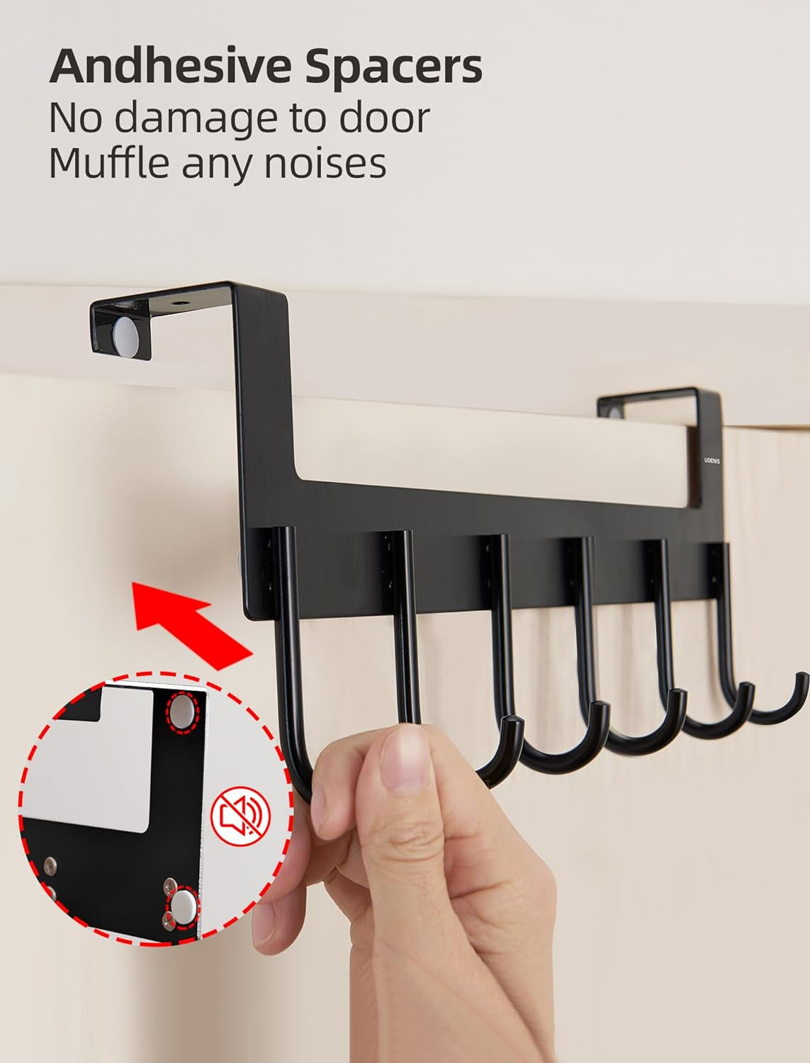 over Door Hanger,Heavy Duty Door Hook,Hanging Towel,Robe,Coat,Clothes,Bag,Belt,Over Door Rack for Bathroom,Bedroom,Closet,Dorm,Extra,Fit for 1 1/2 to 1 3/4 Inch Door,Black 6 Hooks,Anti Rust