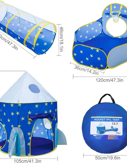 Load image into Gallery viewer, Kids Play Tent, 3 in 1 Kids Play Tent for Toddler Boys with Play Tunnel &amp; Baby Ball Pit &amp; Castle Tent and Storage Bag, Indoor Outdoor Toy Tent for Toddlers Kids Toy Gifts (Without Ball)
