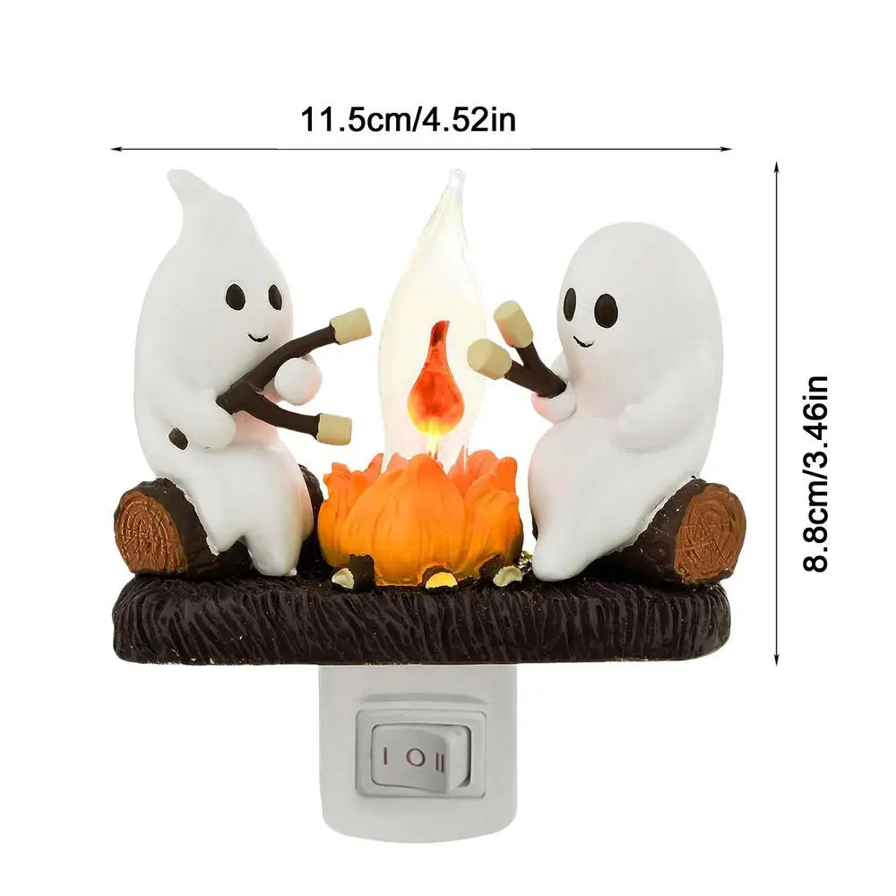 New Fashionable Ghost Campfire Nightlight Ghost Campfire Flickering Plug in Night Light Halloween Ghost Pumpkin Night Light