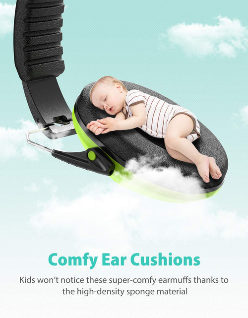 Load image into Gallery viewer, EM100 Kids Protective Earmuffs with Noise Blocking Children Ear Muffs for Sleeping, Studying, Shooting, Babies 27NRR Adjustable Head Band, Green
