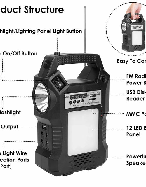 Load image into Gallery viewer, Solar Generator Portable Power Station with Solar Panel, 8000Mah Battery 3 LED Bulbs Flashlights Fm Radio for Home Outdoors Camping Travel Emergency
