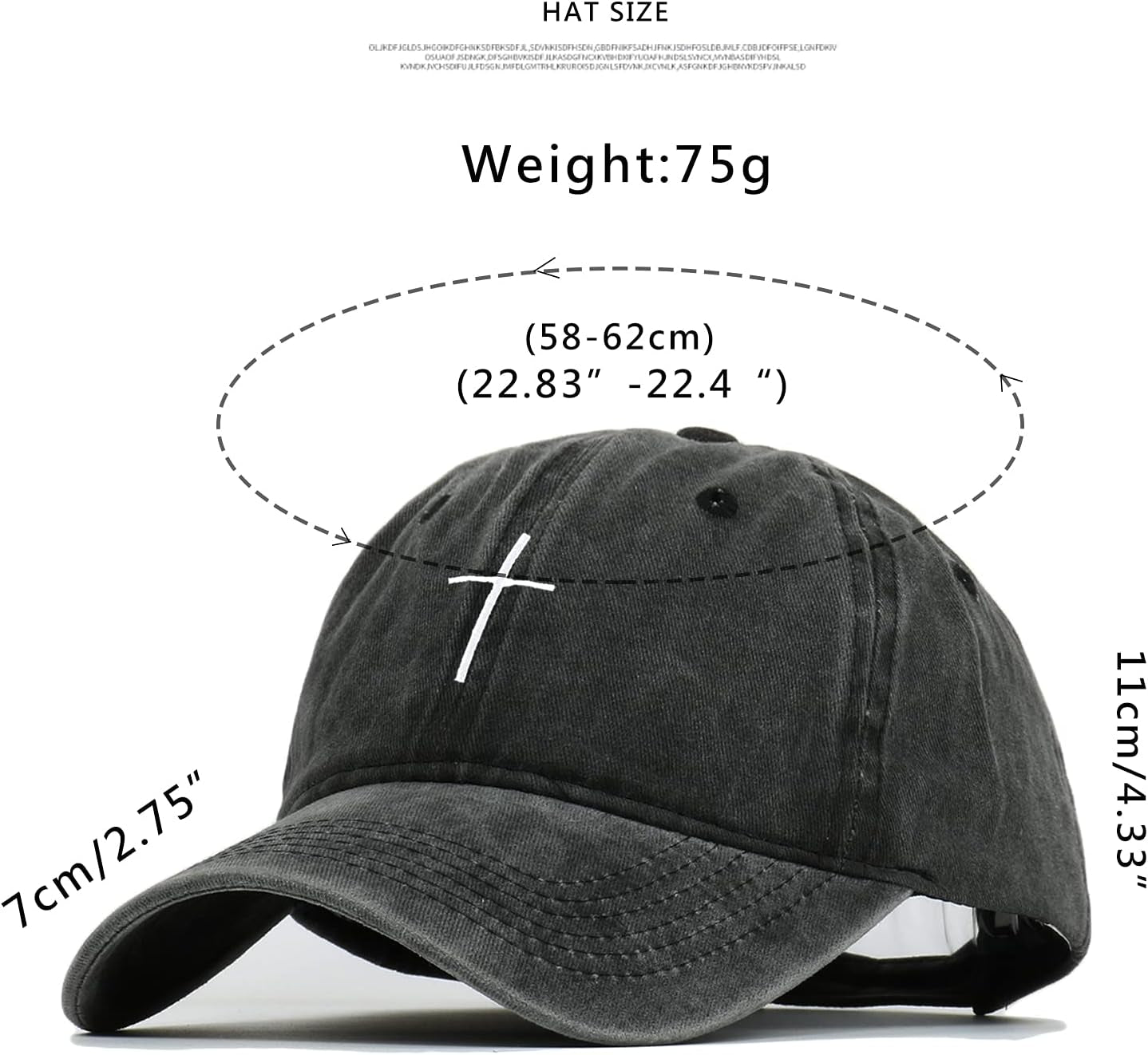 Cross Embroidery Baseball Cap,Adjustable Structured Dad Hat for Men Women Sun Hat