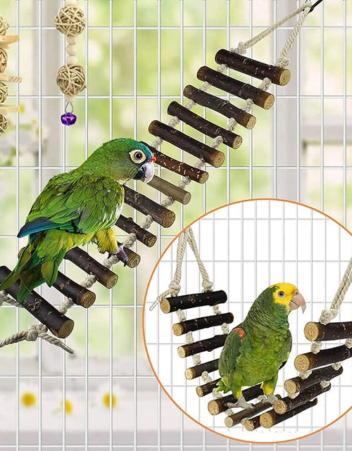 Load image into Gallery viewer, 8 Pack Bird Toys for Parakeet Toys for Bird Cage Accessories Parakeets Swing Chewing Toys,  Wooden Bird Toys for Cage Parrots Toys, Bird Training Toys, Parrot Hanging Swing
